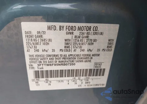 2022 Ford Maverick Xlt из США, поврежденный, VIN 3FTTW8F95NRB07200